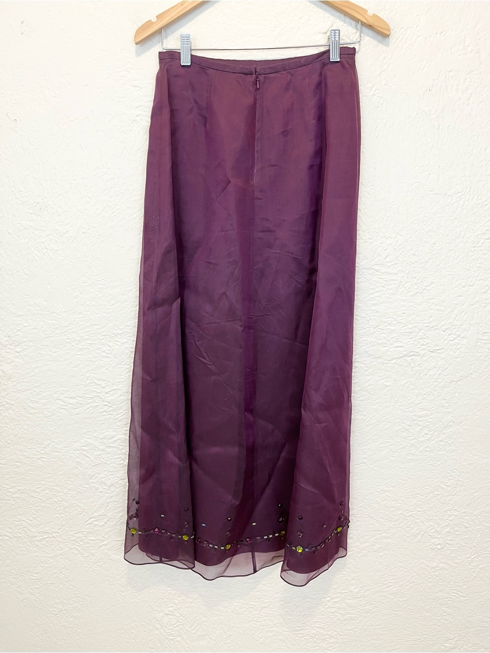 Vintage Ann Taylor Silk Beaded Maxi Skirt Purple Whimsigoth 90s Y2K 4 - Picture 9 of 10